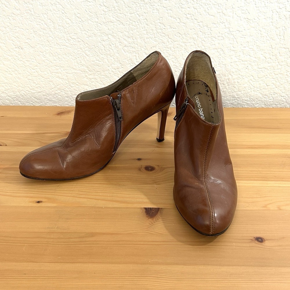 Bruno Banani Brown Leather Ankle Boots 8.5 Women's European Brand EUC